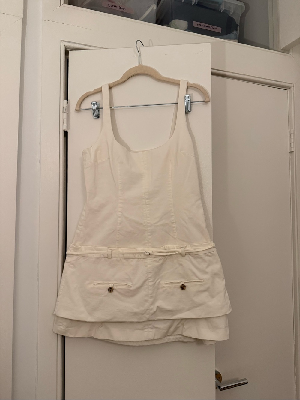 Zara Cream Sleeveless Mini Dress with Scoop Neck